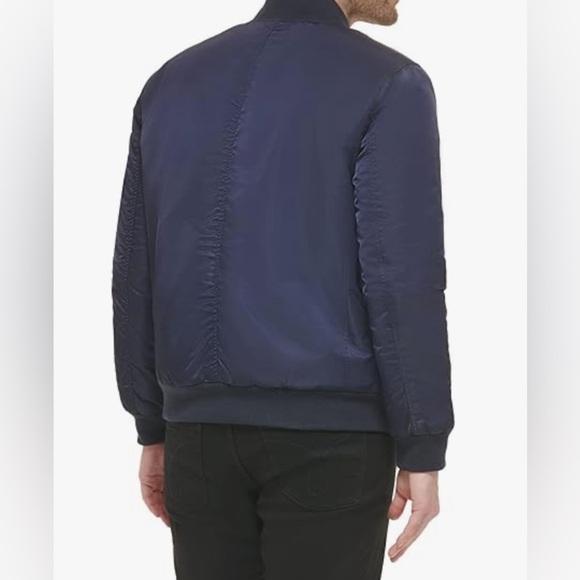 Calvin Klein Blue Bomber Jacket with Ribbed Collar - Picture 1 of 2